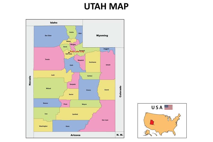 state map of utah, united states of america