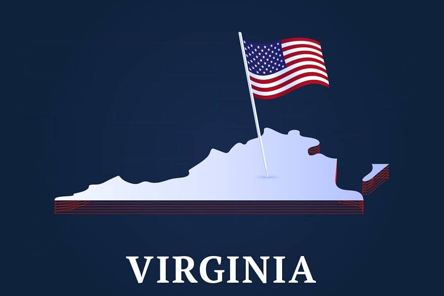 state map of virginia, united states of america