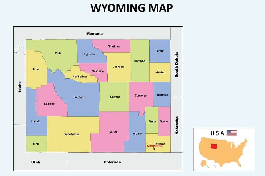 state map of wyoming, united states of america