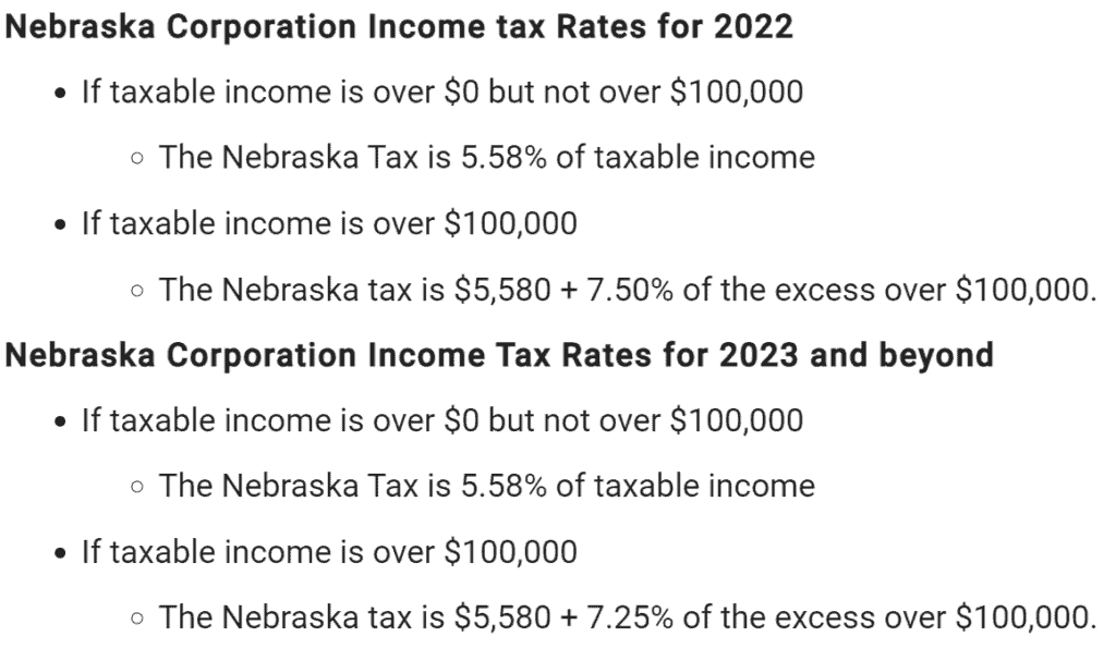Nebraska Income Tax Rates