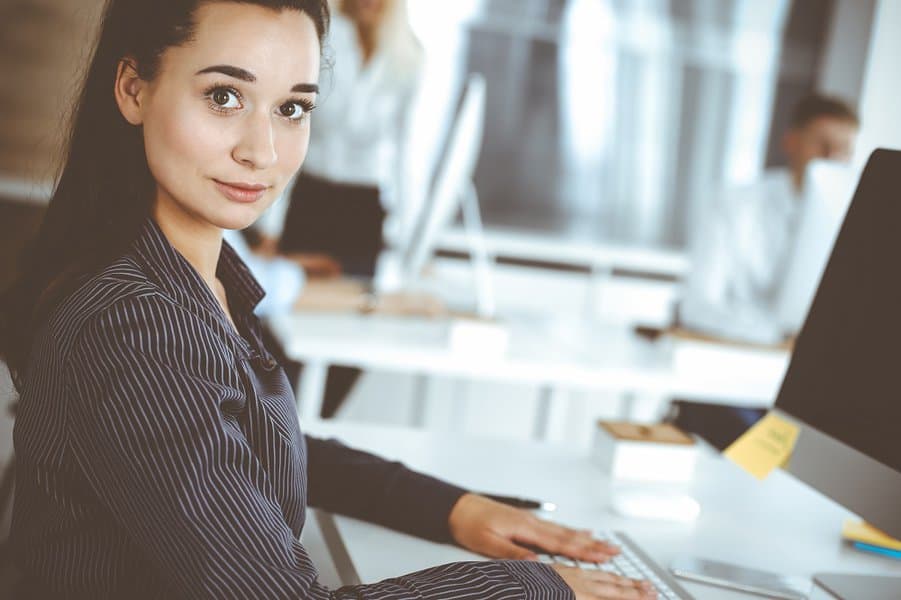 businesswoman using computer at workplace 