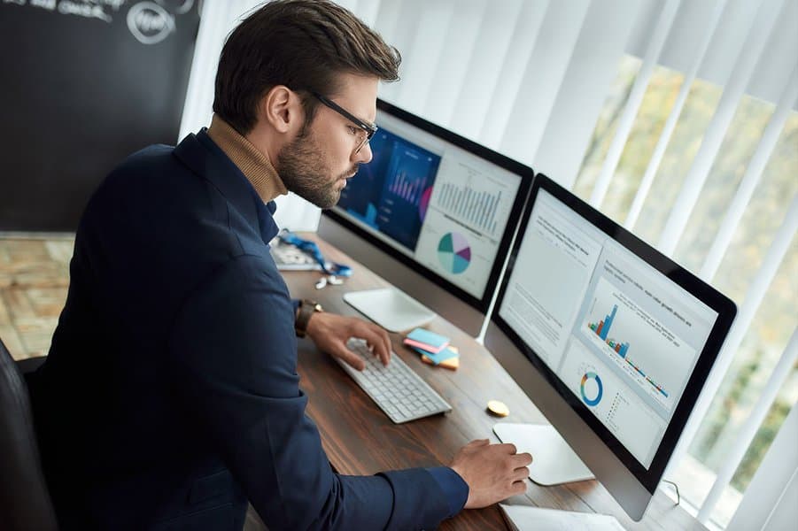 man preparing the statistical report