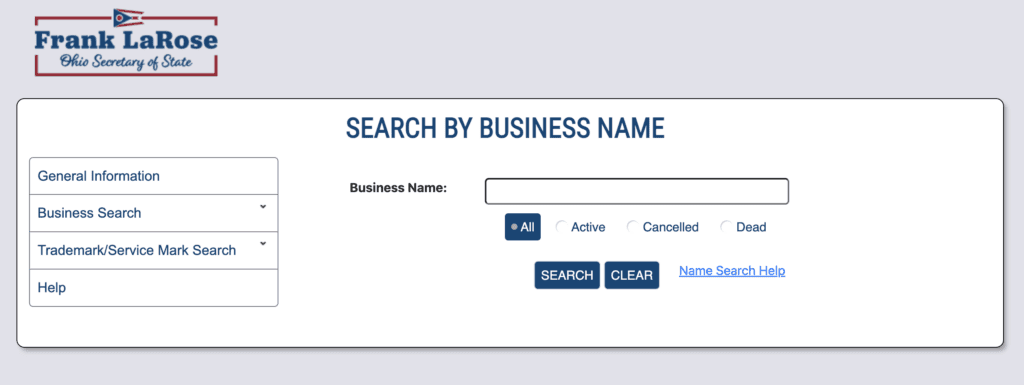 Ohio Business Entity Search